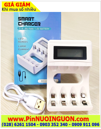 BMAX BH-USB-C02, Máy sạc pin AA, AAA BMAX BH-USB-C02 (Màn hình LCD, Sạc 2-4 Pin, Tự ngắt khi pin đầy)